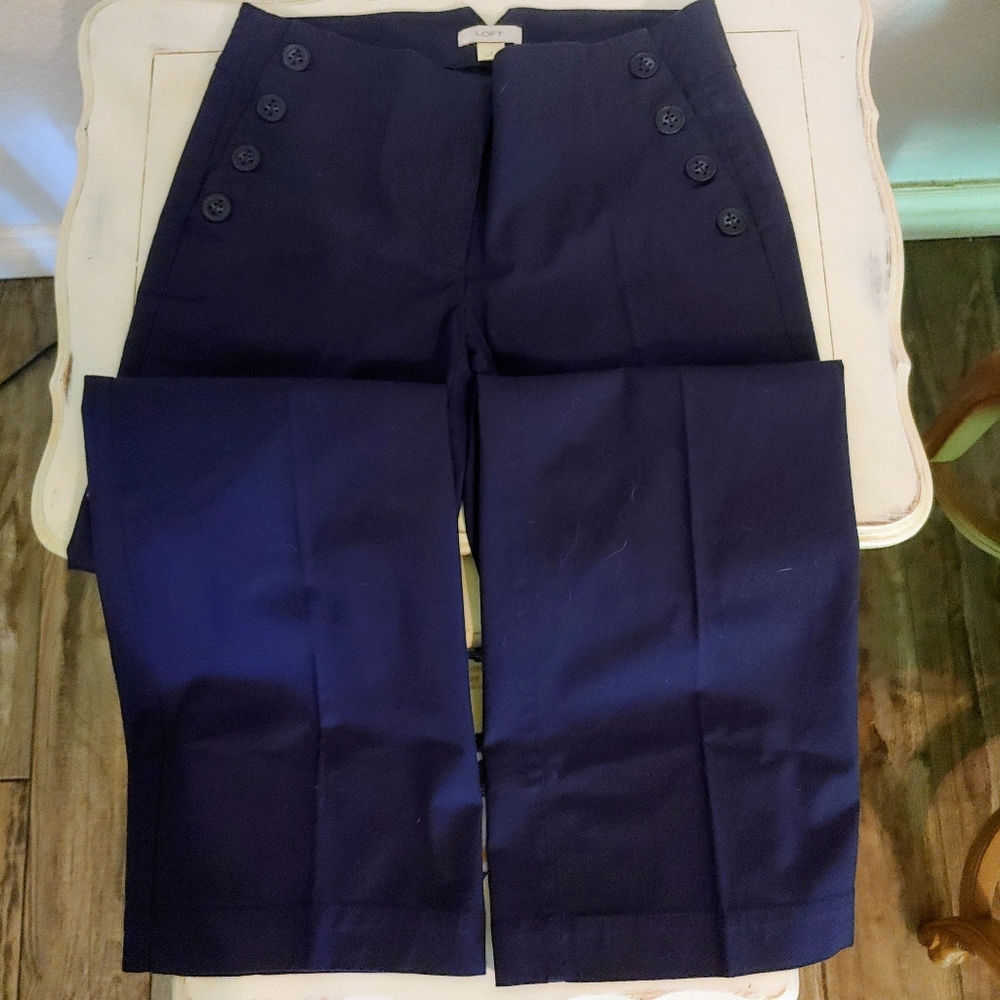 LOFT Cotton Trouser in Deep Navy